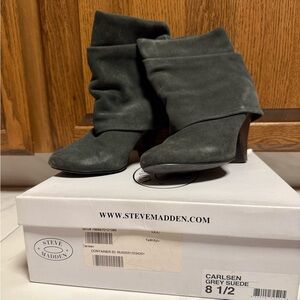 Steve Madden Carlsen Grey Suede Heeled Boots